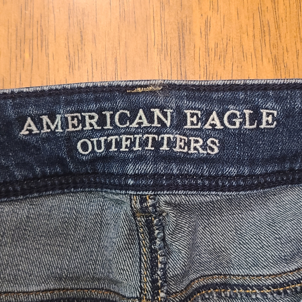 American Eagle Stretch Kick Boot Blue Denim Jeans Women’s Size 10 Long 2013 - Picture 4 of 12